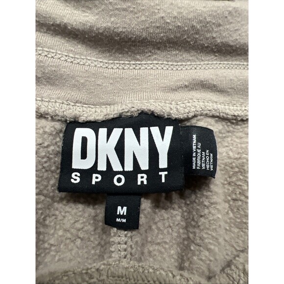 DKNY Womens Jogger Pants Beige Fleece Sweatpants Pull On Tapered Leg Sz Medium - Picture 7 of 9